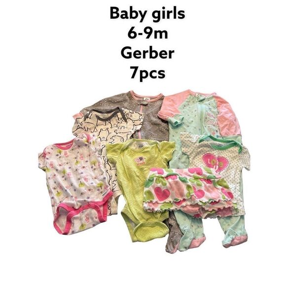 Bundle Baby girls 6-9m Gerber 7pcs #H181 - Picture 1 of 6